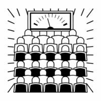 Floating campaign rally crowd with rising enthusiasm meter concept as Wide shot of a miniature campaign rally crowd floating in space with an enthusiasm meter rising above them Ca Square Square vector