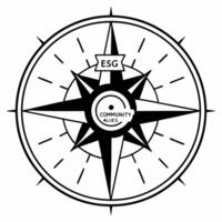 Floating ESG strategy compass with community cardinal points concept as Wide shot of a floating ornate compass with ESG principles and community values as cardinal points Camera m Square Square vector