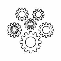 Floating gears forming community silhouette concept as Panning shot of holographic gears rotating and aligning to form the silhouette of a diverse community Camera pulls back to s Square Square vector