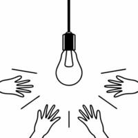 Floating Hands Reaching for Light Bulb concept as Hands reach towards a floating light bulb mid air against a white background The camera captures an upward angle symbolizing the Square Square vector