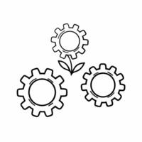 Floating Gears with Plant Sprout concept as A set of gears with a small plant sprout emerging from them appears to float against a white background The camera angle captures the g Square Square vector