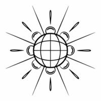 Floating holographic globe with discussion bubbles concept as Close up of a rotating holographic Earth with glowing discussion bubbles emerging from various points Camera slowly z Square Square vector