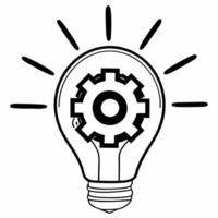 Floating Light Bulb and Gear concept as A light bulb intertwined with a gear floats mid air against a white background The camera focuses on the fusion point highlighting innovati Square Square vector