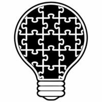 Floating Light Bulb with Puzzle Pieces concept as A light bulb composed of puzzle pieces floats mid air against a white background The camera focuses on the bulb symbolizing innov Square Square vector