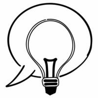 Floating Light Bulb with Speech Bubble concept as A light bulb connected to a speech bubble floats mid air against a white background The camera angle is centered to highlight ide Square Square vector