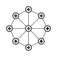 Floating network of interconnected ESG icons concept as Wide shot of a floating network structure composed of interconnected ESG related icons Camera moves through the network foc Square Square vector