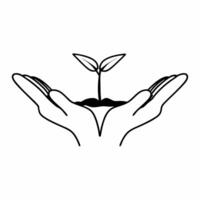 Floating Seedling Growing from Hands concept as A small seedling grows from a pair of hands floating mid air against a white background The camera captures a close up emphasizing Square Square vector