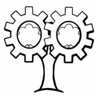 Floating Tree Intertwined with Gear concept as A tree and gear intertwine as they float mid air against a white background The camera captures a slight angle to emphasize the inte Square Square vector