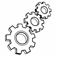 Floating white gears concept as Close up of white gears hovering and interlocking in mid air Camera slowly rotates around the gears emphasizing mental processes and cognitive func Square Square vector