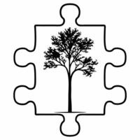 Floating Tree Growing from Puzzle Piece concept as A tree grows out of a puzzle piece floating mid air against a white background The camera focuses on the merging point symbolizi Square Square vector