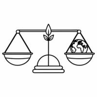 Flying Scale Balancing Earth and Plant concept as A scale balancing Earth on one side and a growing plant on the other floats mid air against a white background The camera capture Square Square vector