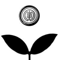 Flying Seedling Growing from Coin concept as A coin floats mid air with a seedling sprouting from it against a white background The camera captures a close up symbolizing growth a Square Square vector