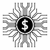 Futuristic Circuit Board with Dollar Sign concept as A macro close up shot of a futuristic circuit board featuring a glowing holographic dollar sign The camera slowly pans across Square Square vector