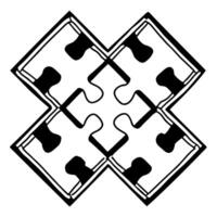 Fundraising puzzle with donor pieces concept as Illustration of a puzzle representing a fundraising goal with pieces sized by donation amount Camera slowly zooms out to reveal the Square Square vector