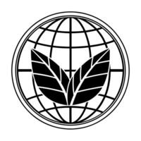 Globe and Leaf Icon concept as A graphic of a globe overlaid with a leaf symbolizing global environmental focus in ESG discussions Isolated on a white background suitable f Square Square vector