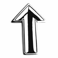 Glossy Arrow Pointing Upward concept as A glossy arrow pointing upward is set against a plain white background leaving significant copy space below The camera captures a straight Square Square vector