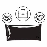 Glossy blue background with holographic briefcase and negotiation icons large copy space concept as A sleek glossy blue background featuring floating holographic icons of a briefca Square Square vector