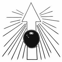 Glossy blue sphere with rising arrow concept as Dolly shot approaching a glossy blue sphere A glowing arrow rises upward symbolizing growth Camera pans to reveal extensive copy s Square Square vector