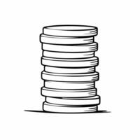 Glossy Coins Stack with Copy Space concept as A stack of shiny coins is arranged neatly on a plain white background with ample copy space to the left The camera captures a side an Square Square vector