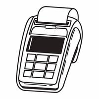 Glossy Credit Card Terminal concept as A glossy credit card terminal sits on a plain white countertop leaving ample copy space to the left The camera captures a straight on medium Square Square vector