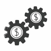 Glossy gears with dollar symbol concept as Close up pan across glossy interlocking gears A dollar symbol appears in the center representing financial mechanisms Camera zooms out Square Square vector