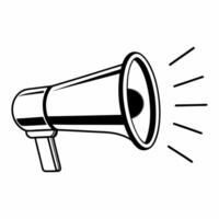 Glossy megaphone with policy sound waves concept as Close up of a shiny megaphone emitting visible sound waves representing policy announcements Camera follows the expanding waves Square Square vector