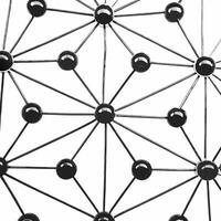 Glossy Network Connections with Copy Space concept as Glossy network lines connect nodes on a plain white background leaving significant copy space to the left The camera captures Square Square vector