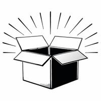 Glossy Open Box with Copy Space concept as A glossy open box sits on a plain white background leaving generous copy space above The camera captures a front facing medium shot high Square Square vector