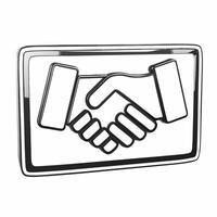 Glossy plain background with a holographic handshake icon representing business partnership concept as A sleek glossy plain white background featuring a holographic handshake icon Square Square vector