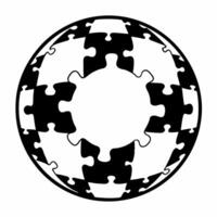 Glossy puzzle globe with ESG piece missing concept as Close up of a glossy puzzle globe with one piece missing shaped like the ESG logo Camera pulls back to show diverse hands rea Square Square vector