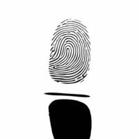 Glossy white fingerprint concept as Close up of a glossy white fingerprint on a reflective surface Camera slowly traces the fingerprints unique pattern emphasizing individuality Square Square vector