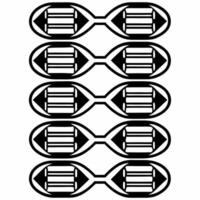 Glowing DNA helix of community icons concept as Tracking shot following a rotating DNA helix made of holographic community icons houses people facilities Camera zooms out to rev Square Square vector