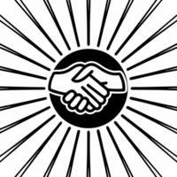 Glowing handshake forming community web concept as Close up of a holographic handshake with energy streams extending from it to form a web connecting community icons Camera zooms Square Square vector