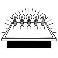 Glowing negotiation table with sprouting ideas concept as Dolly shot of an abstract glowing negotiation table As business figures discuss idea bulbs sprout and grow into a diverse Square Square vector
