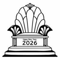Golden Celebration Podium concept as A podium adorned with golden elements featuring the text Happy New Year 2026 The isolated white background highlights the luxurious design cre Square Square vector