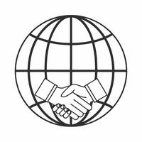 Handshake and Globe Icon concept as A graphic showing a handshake overlaying a globe representing global collaboration in ESG negotiations Isolated on a white background th Square Square vector