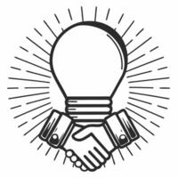 Handshake and Lightbulb Icon concept as A illustration of a handshake beneath a lightbulb representing collaborative innovation in ESG negotiations Isolated on a white back Square Square vector