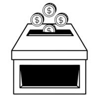 Holographic ballot box with fundraising coins concept as Wide shot of a holographic ballot box with glowing coins floating into it Camera slowly zooms out to reveal the scale of d Square Square vector