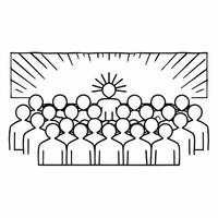 Holographic campaign rally crowd concept as Medium shot of a holographic crowd at a campaign rally with enthusiasm meters floating above Camera moves through the crowd highlightin Square Square vector