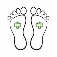 Holographic carbon footprint shrinking concept as Tracking shot of a holographic human footprint made of swirling carbon particles The footprint gradually shrinks as sustainable p Square Square vector
