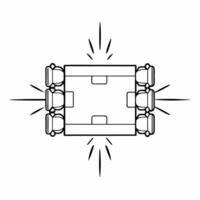 Holographic conference table with nature centerpiece concept as Panning shot of a holographic conference table with business figures seated around it The center features a vibrant Square Square vector