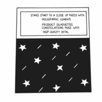 Holographic coupon constellation concept as Close up of a starry background Stars begin to connect forming constellations that morph into product silhouettes Camera pans across t Square Square vector