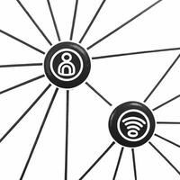 Holographic corporate responsibility web concept as Close up of a holographic web connecting various corporate responsibility initiatives each represented by a glowing icon The we Square Square vector