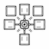 Holographic election integrity guardian concept as Wide shot of a large holographic figure representing an election integrity guardian overlooking a miniature election landscape C Square Square vector