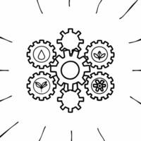 Holographic gears interlocking with ecosystem concept as Close up of holographic gears meshing with natural elements like leaves water droplets and soil The gears and nature eleme Square Square vector