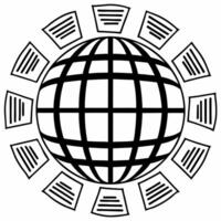 Holographic globe with sprouting agreements concept as Close up of a holographic globe with glowing agreement documents sprouting like plants from various locations Camera circles Square Square vector