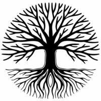 Holographic handshake merging into tree concept as Tracking shot of two holographic hands shaking gradually morphing into a glowing tree Camera pans out to reveal the trees roots Square Square vector