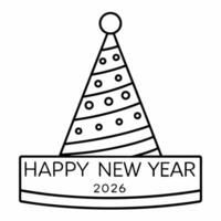 Holographic Party Hat concept as An isolated holographic party hat with colorful designs symbolizing the celebration of Happy New Year 2026 The camera captures the vibrant colors Square Set 3 Square vector