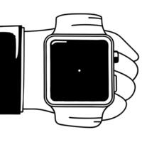 Holographic smartwatch with pulsating heart rate concept as Close up pan of a holographic smartwatch on a white wrist A holographic heart rate monitor pulses above the watch face Square Square vector
