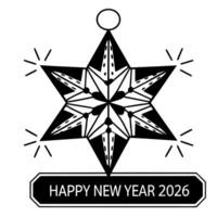 Holographic Star Ornament concept as An isolated holographic star ornament with vibrant colors symbolizing the festive spirit of Happy New Year 2026 The camera captures the reflec Square Set 3 Square vector